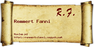Remmert Fanni névjegykártya
